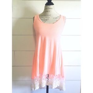 NWOT “Sunburst” neon lace-trim shift dress